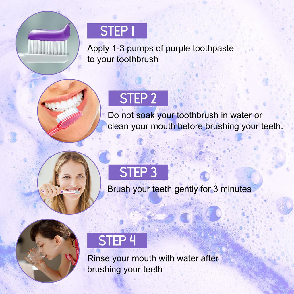 Jaysuing Purple Tooth Whitening Toothpaste, Brightens Teeth Cleans