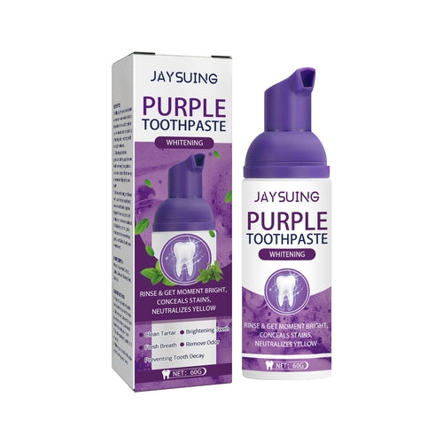 Jaysuing Purple Tooth Whitening Toothpaste, Brightens Teeth Cleans